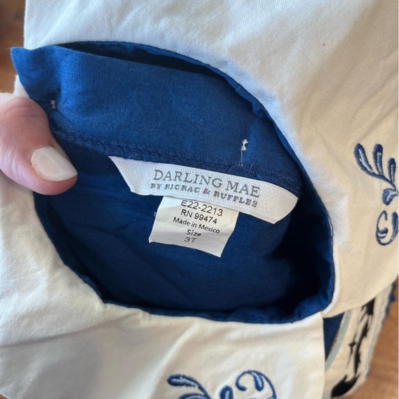 Darling Mae RicRac Ruffles Nativity Blue Ruffle bubble size 3T - Picture 4 of 6